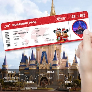 Disney Christmas Surprise Boarding Pass – Editable Holiday Reveal Ticket – Custom Template, Printable Magical Trip Invite – Digital Download