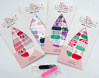 Holiday Nail Wrap Designs BUNDLE, Nail Wraps, Nail Stickers, Abstract Nails, Nail Polish Strips, Womens Nail Wraps, Gift For Her, Cute Nails