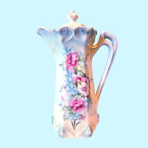 Art Nouveau Porcelain Chocolate Pot with Floral Design