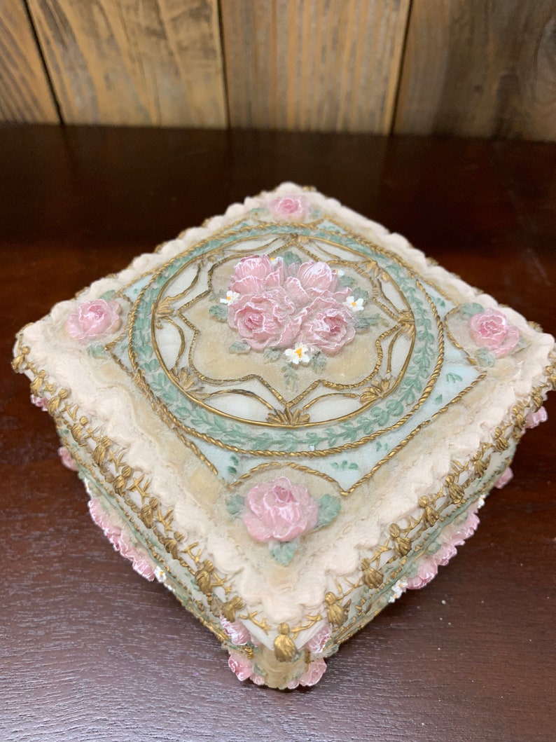 Dezine Trinket Box Handpainted Jewelry Box Collectors Vintage