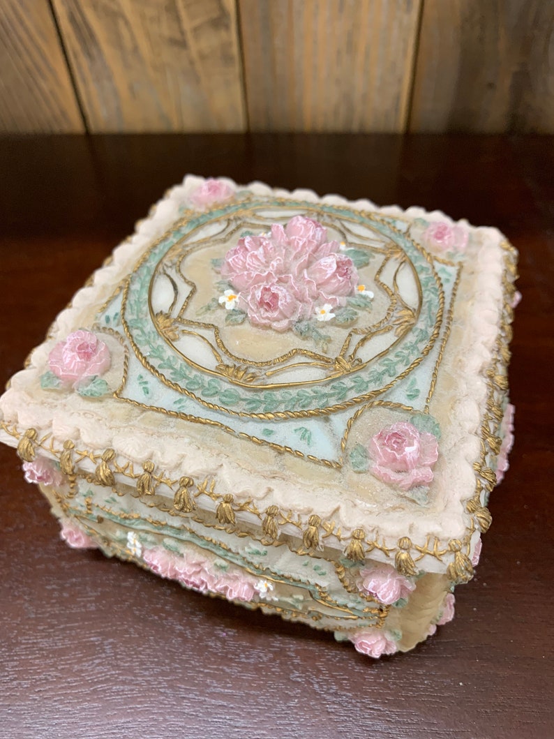 Dezine Trinket Box Handpainted Jewelry Box Collectors Vintage