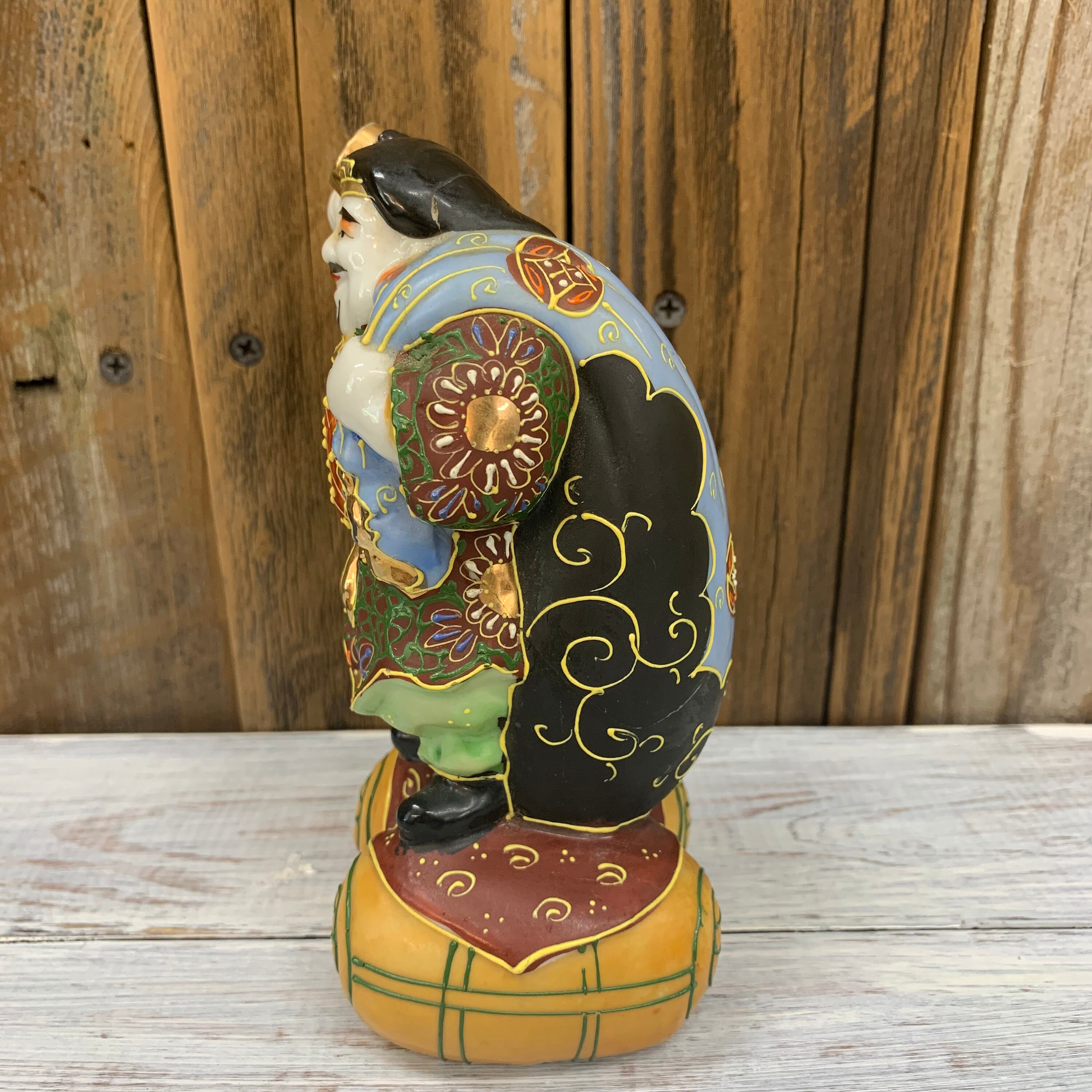 Japanese Kutani Lucky God Figurine Etsy