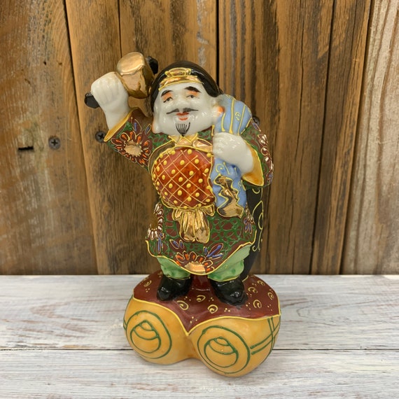 Japanese Kutani Lucky God Figurine Etsy