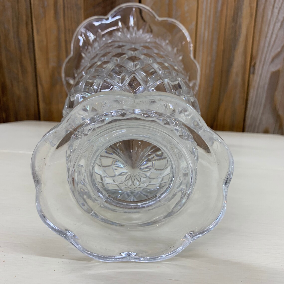 Lead Cut Crystal Tulip Vase Star Shaped Cut Glass Etsy