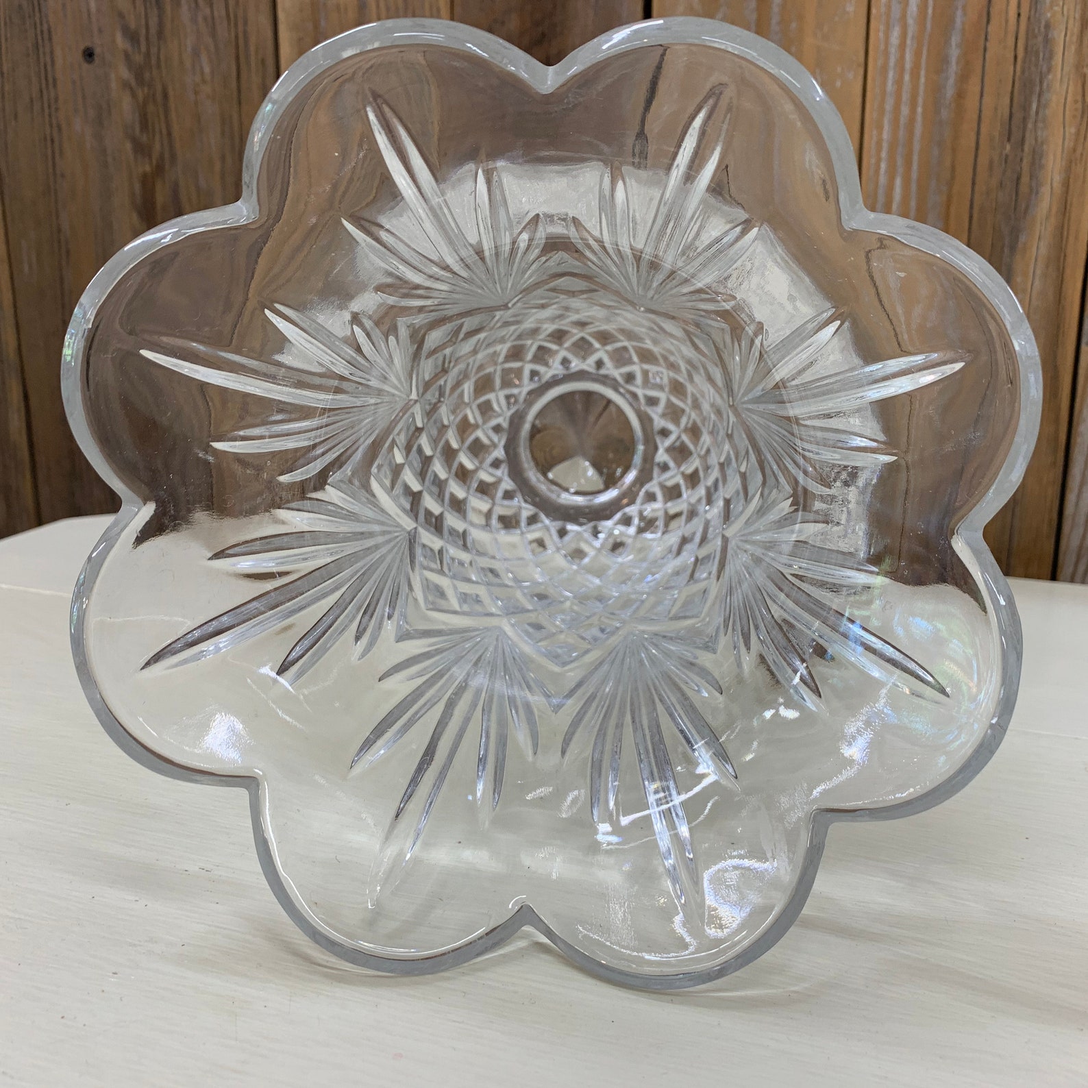 Lead Cut Crystal Tulip Vase Star Shaped Cut Glass Etsy