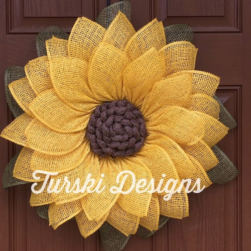 Couronne de tournesol, couronne d'automne, couronne de fleurs, tournesol, couronne de porte, décoration de porte d'entrée, couronne de tournesol pour tresse de porte d'entrée