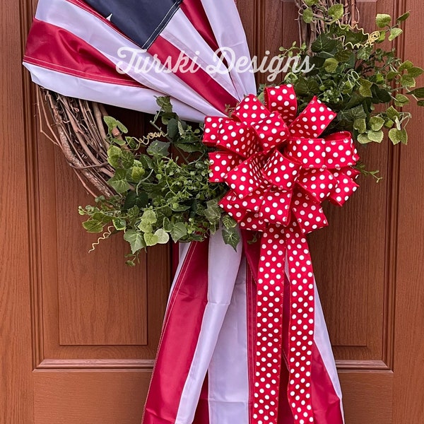 Grapevine American Flag Wreath, Patriotic Wreath, USA Wreath, Flag Wreath, Fourth of July Wreath, Rustic Wreath, American Flag Wreath, Red