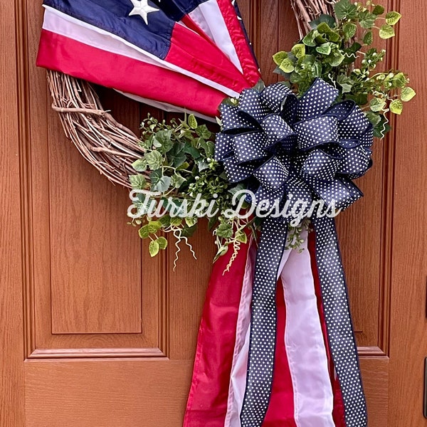 Grapevine American Flag Wreath, Patriotic Wreath, USA Wreath, Flag Wreath, Fourth of July Wreath, Rustic Wreath, American Flag Wreath, Blue