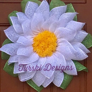 White Daisy Wreath, Spring Wreath, Summer Wreath, Floral Wreath, Sunflower, Door Wreath, Front Door Decor