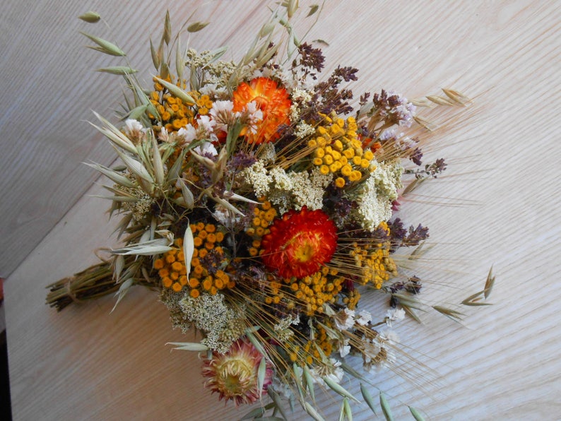 Dried flower bouquet , Dried Flowers Fall Colors , Wedding Flowers , Rustic flower bouquet , Natural flower decor , Rustic Wedding Decor image 4