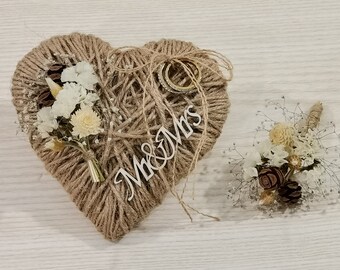 Dry flowers wedding ring holder , Dried flowers boutonnieres, Dried flowers hair pins , Rustic ring bearer pillow, Groomsmen  buttonhole,