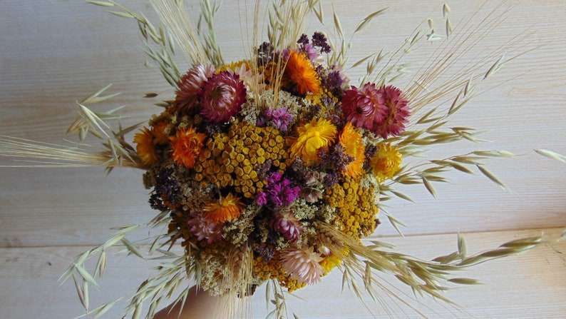 Dried flower bouquet , Dried Flowers Fall Colors , Wedding Flowers , Rustic flower bouquet , Natural flower decor , Rustic Wedding Decor image 8