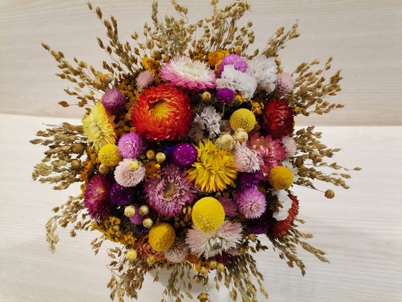 Dried Flower Bouquet , Dried Flowers Full Color , Wedding Flowers , Rustic Flower  Bouquet , Natural Flower Decor , Rustic Wedding Decor 