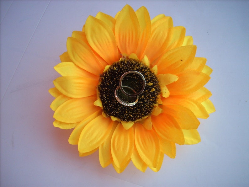 Sunflower Ring Holder Sunflower Wedding Ring Pillow Rustic