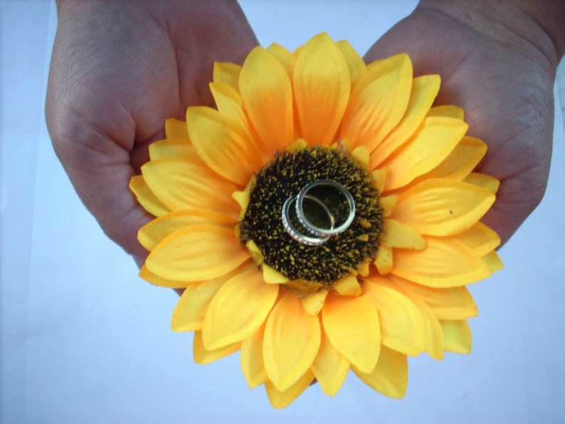 Sunflower Ring Holder Sunflower Wedding Ring Pillow Rustic