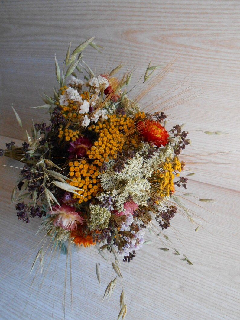 Dried flower bouquet , Dried Flowers Fall Colors , Wedding Flowers , Rustic flower bouquet , Natural flower decor , Rustic Wedding Decor image 5