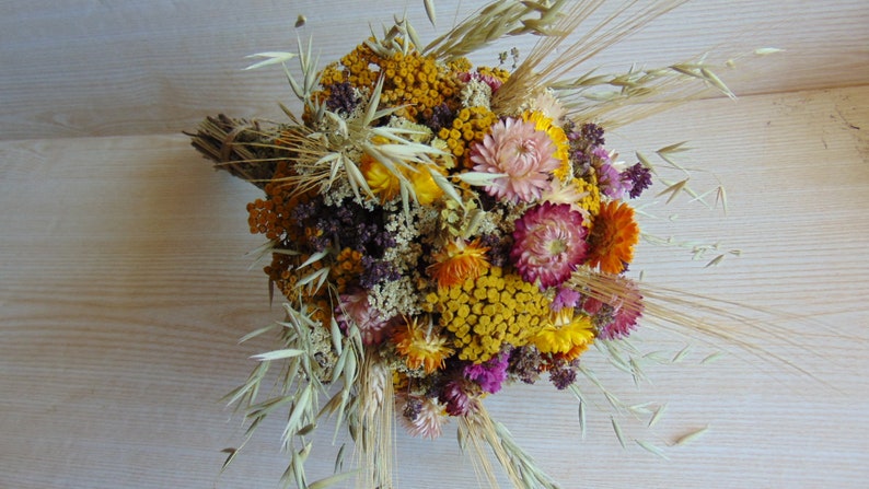 Dried flower bouquet , Dried Flowers Fall Colors , Wedding Flowers , Rustic flower bouquet , Natural flower decor , Rustic Wedding Decor image 7