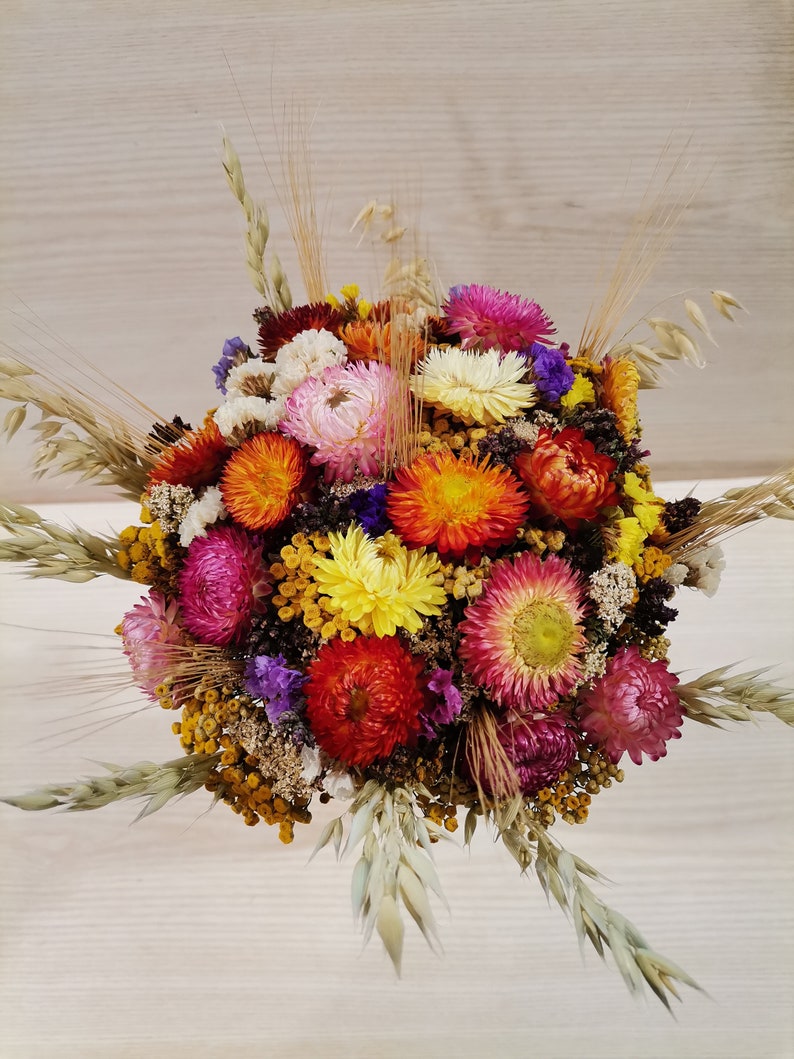 Dried flower bouquet , Dried Flowers Fall Colors , Wedding Flowers , Rustic flower bouquet , Natural flower decor , Rustic Wedding Decor image 1