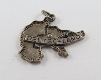 Map of Deutschland or Germany .800 Silver Charm or Pendent.
