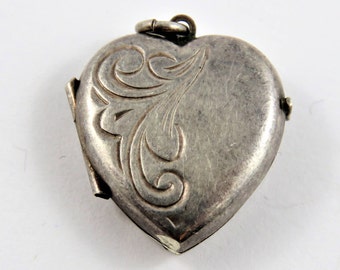 Mechanical Heart Locket that Opens and Holds Two Pictures Sterling Silver Charm of Pendant.
