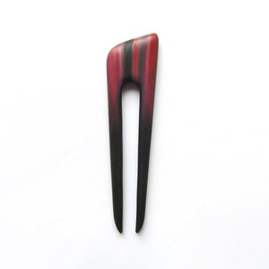 Red Wooden Hair Fork, hairfork, wood, 2 prong, red, redish, red hair pin, haarforke, hair stick, hair pin, shawl pin