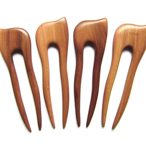 Mini fourche à cheveux en bois, fourchette à cheveux, bois, bois de bâton de cheveux, fourche à cheveux de bébé, épingle à cheveux, bois de prunier, haarforke,haarstab