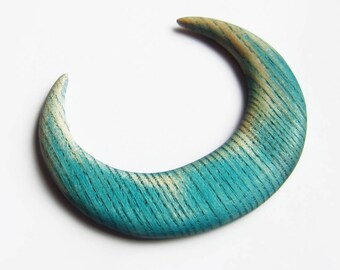 Wooden moon hair, crescent moon, fork, bun holder, hair moon, blue, green, turquoise, africa, haarmond, lune cheveux