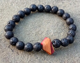 Pulsera de hombre, pulsera de piedras preciosas, lava, elástica, pulseras curativas, pulseras unisex, pulseras para hombre, hechas a mano, resina