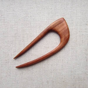 Wooden Hair Fork, hairfork, wood, hair stick wood, 2 prong, hair pin, plum wood, haarforke, haarnadel, fourche cheveux