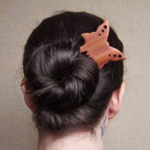 Wooden Hair Fork, hairfork, wood, hair stick wood, 2 prong, hair pin, plum wood, haarforke, hair stick, butterfly, butterfly hair