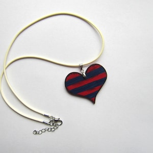 Wooden heart necklace, stripes, hand painted, christmas sale, christmas gift, gift for her, sale, retro, boho, boho style