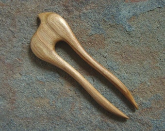 5,1″ (13 cm) Wooden Hair Fork, hairfork, wood, hair stick wood, 2 prong, hair pin, haarforke, fourche cheveux