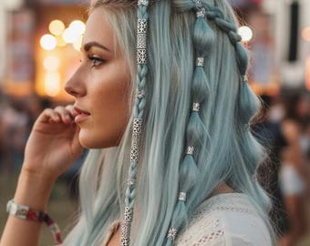 Viking-haarvlechtkralen: zilveren of gouden dreadlock-sieraden, godinnenhaaraccessoires (set van 30 stuks)