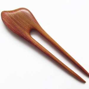 Wooden Hair Fork, hairfork, wood, hair stick wood, 3 prong, hair pin, plum wood, haarforke image 1