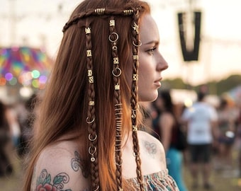 Large 36 pcs Viking hair set,Spiral Hair Clip,godess hair beads,wire coils,hair beads,dreadlock beads, braid hair cuffs,spiral hair bead set