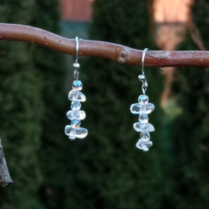 Gemstone earrings, Crystal quartz earrings, Healing Crystal earrings, Raw gemstone dangle earrings, Quartz earrings, love, gift for her