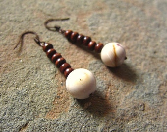 Mookaite Earrings, wooden earrings, handmade, gemstone earrings, gift for her, bridal, love gift
