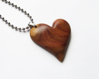 Collier coeur en bois, collier coeur en bois, pendentif coeur, cadeau pour elle, coeur d'amour