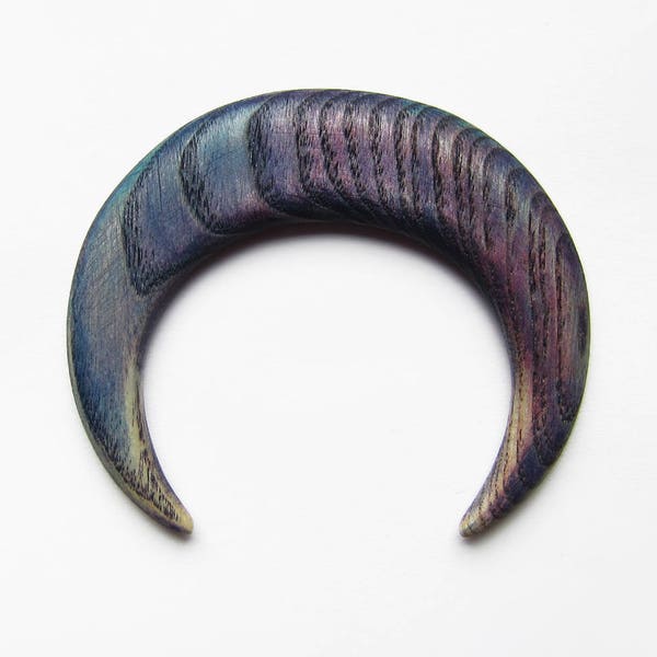 Fourchette de lune à cheveux en bois, croissant de lune, fourchette, porte-chignon, cheveux lune, bleu, violet, violet, afrique, haarmond, lune cheveux