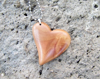 Collier coeur en bois, collier coeur en bois, pendentif coeur, cadeau pour elle, coeur d'amour