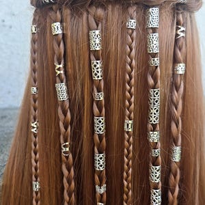 Großes 39 teiliges Wikinger Haarset, Göttin Haar Perlen, Dreadlock Haarspangen, Dreadlock Perlen, Silber Geflochtene Loks Accessoires Haarschmuck