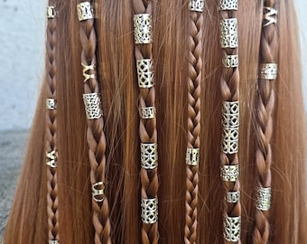 Large 39 pcs Viking hair set,Goddess Hair Beads, Silver Braid Locs Accessories Hair Jewelry, Dread Braid Hair Cuffs Dreadlock Beads