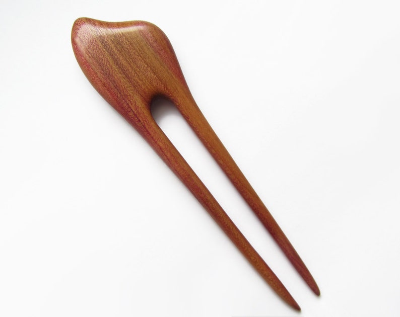 Wooden Hair Fork, hairfork, wood, hair stick wood, 3 prong, hair pin, plum wood, haarforke image 3