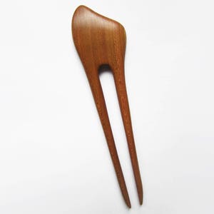 Wooden Hair Fork, hairfork, wood, hair stick wood, 3 prong, hair pin, plum wood, haarforke image 6