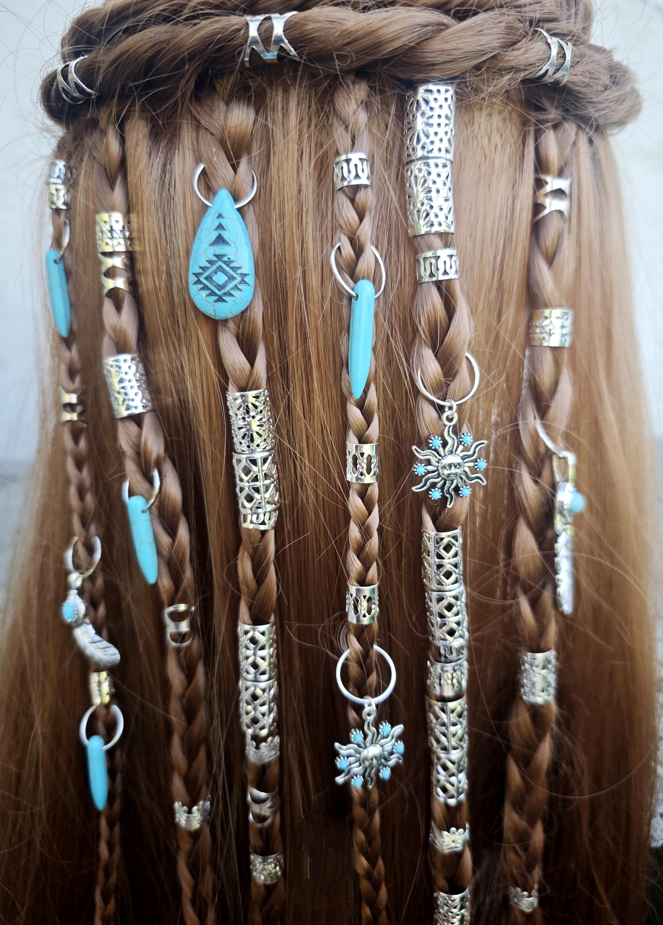 Viking Hair Jewelry Beads for Braids Dreadlocks Adjustable Silver 231pcs Large 50 Pcs Viking Hair Set,goddess Hair Beads, Silver  main image 4