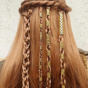 Große 20 Stück Wikinger Haarspange, Göttin Haar Perlen, Gold Braid Loks Accessoires, Haarschmuck, Dread Braid Hair Cuffs Dreadlock Perlen