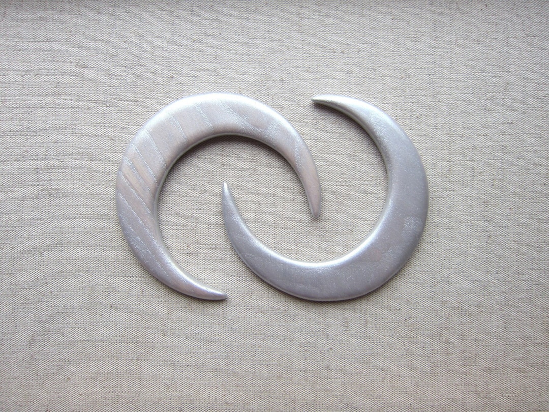Silver Wooden Hair Moon, Moon, Fork, Bun Holder, Hair Moon