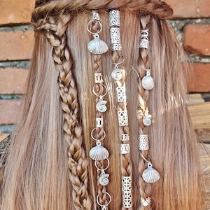 Großes 38 Stück Meerjungfrau Haarset, Göttin Haar Perlen, Silber Geflecht Loks Accessoires Haarschmuck, Dread Zopf Haarspangen Dreadlock Perlen