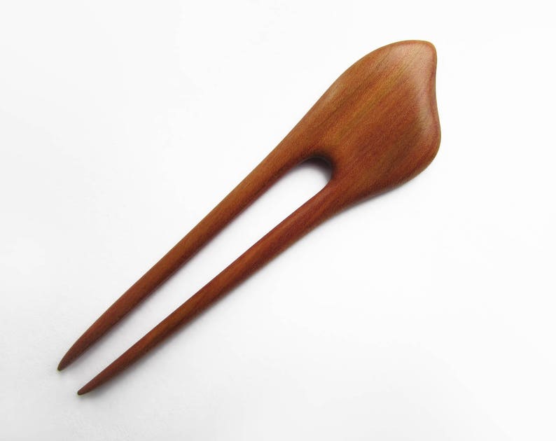 Wooden Hair Fork, hairfork, wood, hair stick wood, 3 prong, hair pin, plum wood, haarforke image 5