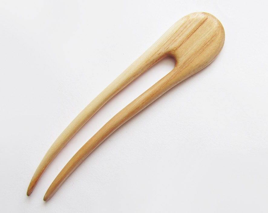 Etsy - Forevahairforks Brown Wooden Hair Fork, Hairfork, Wood, Hair Stick, Ash Bright Pin, Haarforke, Haarnadel, Peigne Cheveux